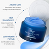 Blue jar of Isov Azulene Care Cream with a white lid shown behind it, surrounded by a blue cream smear.